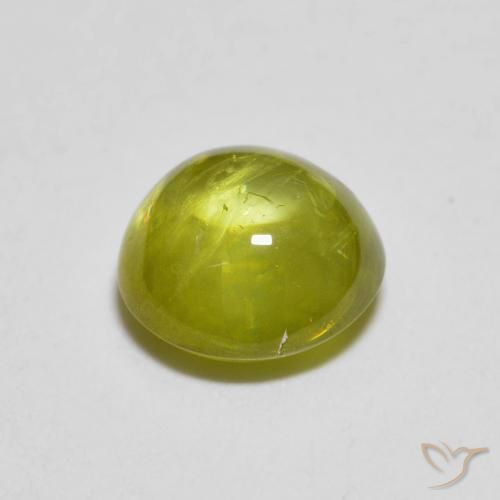 Sphene Gemstone in 6.4 x 6.3 mm Size for Sale, Sphene Stone in Warm Forest Green Color