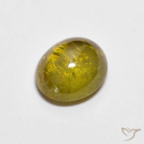6,9 x 6,1 mm 毫米斯里兰卡椭圆形金色榍石,重 1,42 克拉,天然宝石,半透明净度,1 颗榍石 - 颜色:深金棕色,莫氏硬度为 5 - 5,5, Photo A