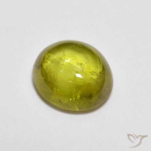 1.98 ct Green Sphene Stone, Natural Sphene in Oval Cabochon Shape for Sale