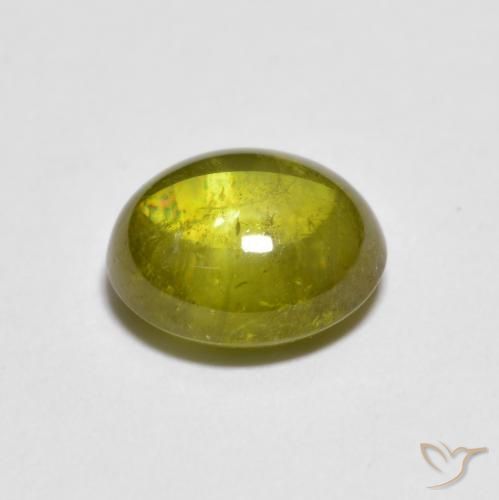 Sphene Gemstone in 7.8 x 6.8 mm Size for Sale, Sphene Stone in Warm Forest Green Color