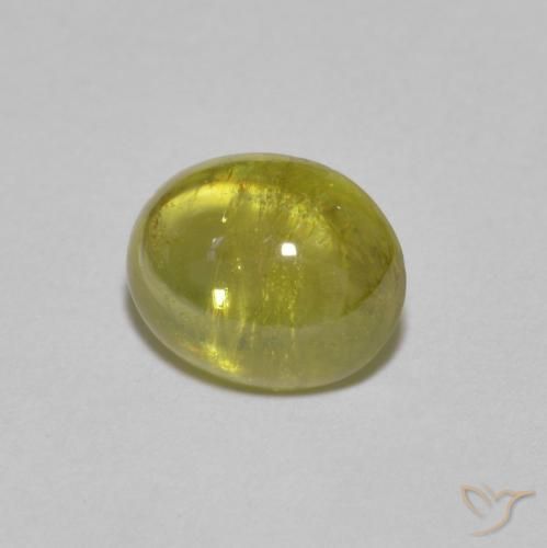 1.92 ct Yellow Sphene Stone, Natural Sphene in Oval Cabochon Shape for Sale