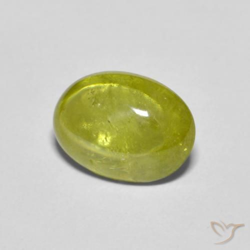 2.06 ct Green Sphene Stone, Natural Sphene in Oval Cabochon Shape for Sale