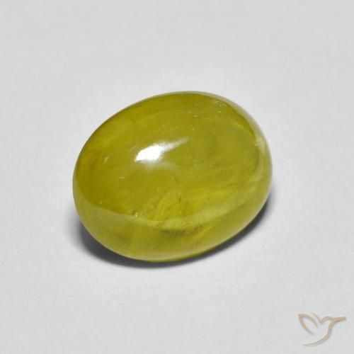2.34 ct Green Sphene Stone, Natural Sphene in Oval Cabochon Shape for Sale