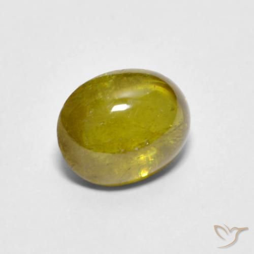 1.13 ct Yellow Sphene Stone, Natural Sphene in Oval Cabochon Shape for Sale