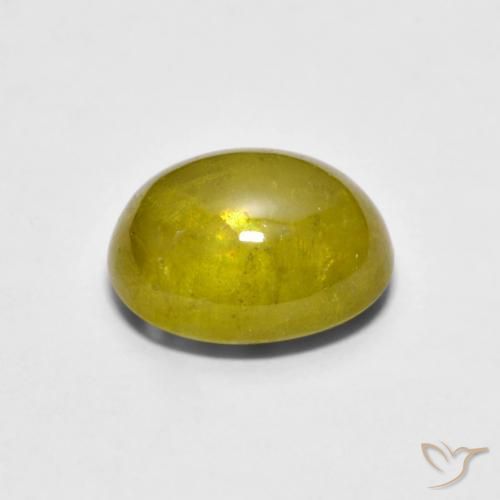 Sphene Gemstone in 9 x 7 mm (calibrated) Size for Sale, Sphene Stone in Yellowish Gold Color