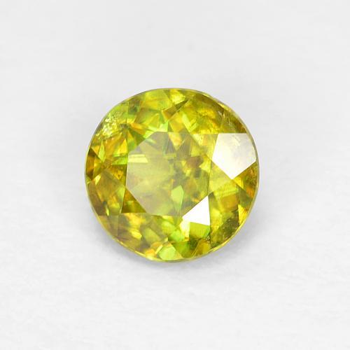 0.39 ct Green Sphene Stone, Natural Sphene in Round Facet Shape for Sale