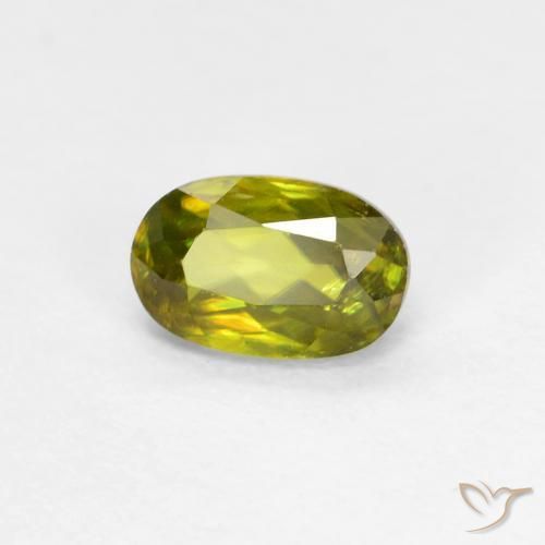 0.56 ct Green Sphene Stone, Natural Sphene in Oval Facet Shape for Sale