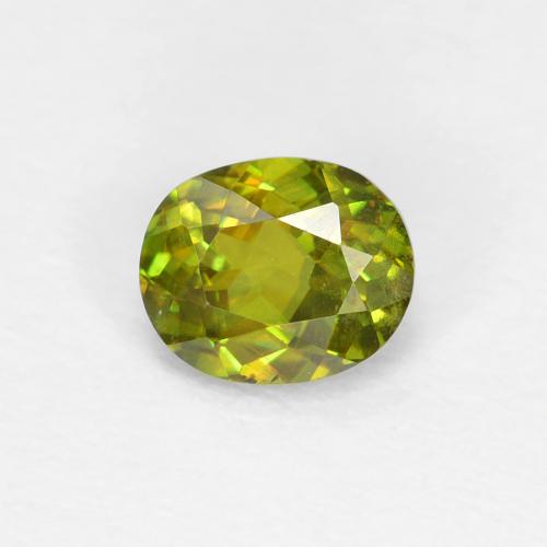 0.46 ct Green Sphene Gemstone, Sphene Gem in Oval Facet Shape for Sale.