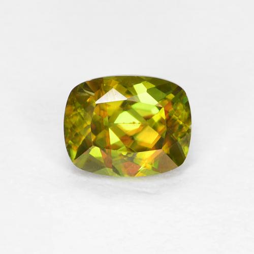 0.45 ct Green Sphene Gemstone, Sphene Gem in Cushion-Cut Shape for Sale.