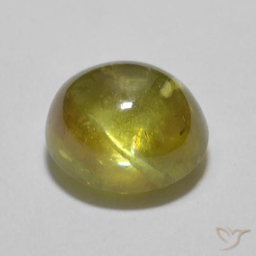 Sphene Gemstone in 6.8 x 6.2 mm Size for Sale, Sphene Stone in Warm Forest Green Color