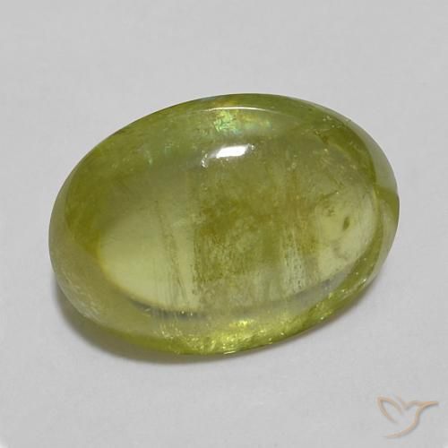 1.82 ct Green Sphene Stone, Natural Sphene in Oval Cabochon Shape for Sale