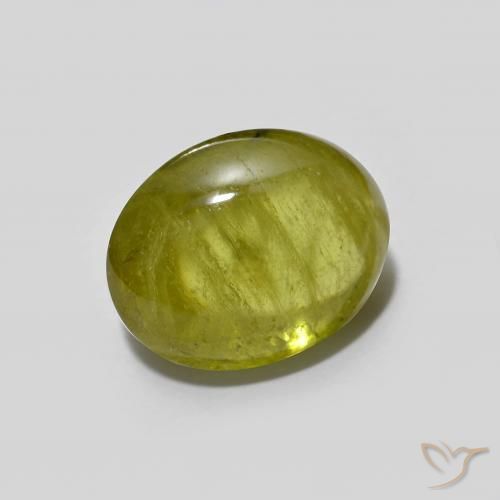 2.84 ct Green Sphene Stone, Natural Sphene in Oval Cabochon Shape for Sale