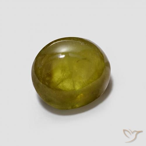 2.08 ct Green Sphene Stone, Natural Sphene in Oval Cabochon Shape for Sale
