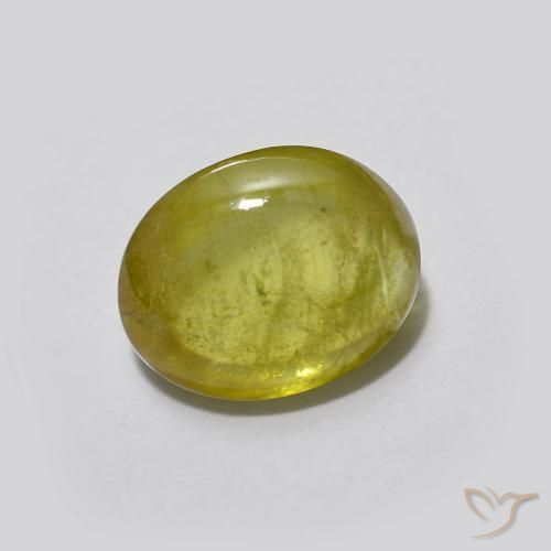 1.94 ct Green Sphene Stone, Natural Sphene in Oval Cabochon Shape for Sale