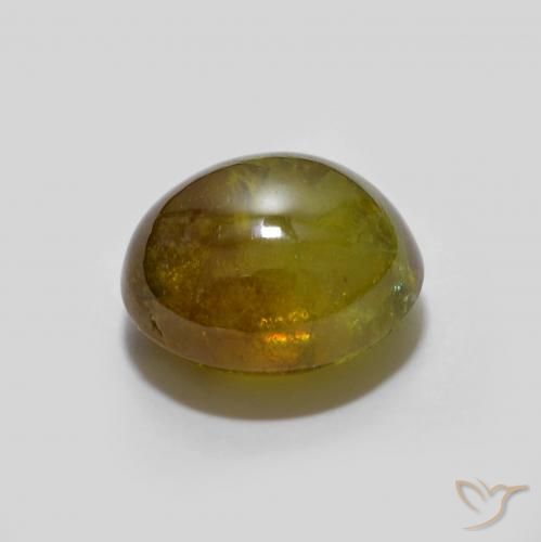 Sphene Gemstone in 8.2 x 7.2 mm Size for Sale, Sphene Stone in Warm Green Color