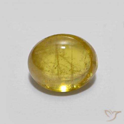 1.94 ct Golden Sphene Gemstone, Sphene Gem in Oval Cabochon Shape for Sale.