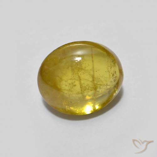 1.94 ct Golden Sphene Stone, Natural Sphene in Oval Cabochon Shape for Sale