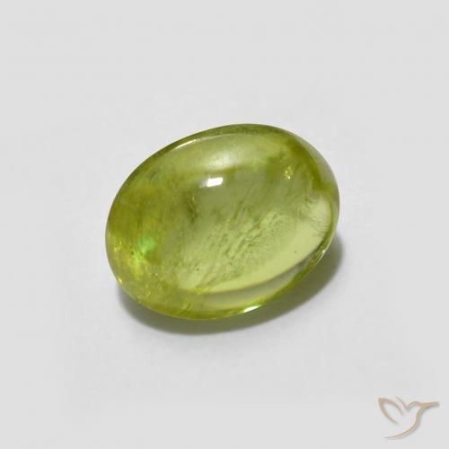 1.32 ct Green Sphene Stone, Natural Sphene in Oval Cabochon Shape for Sale