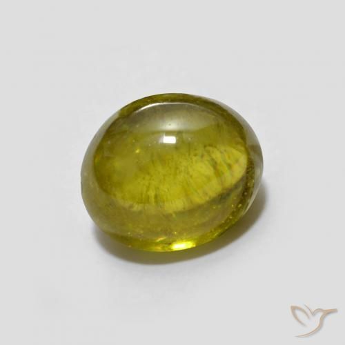 1.40 ct Golden Sphene Stone, Natural Sphene in Oval Cabochon Shape for Sale
