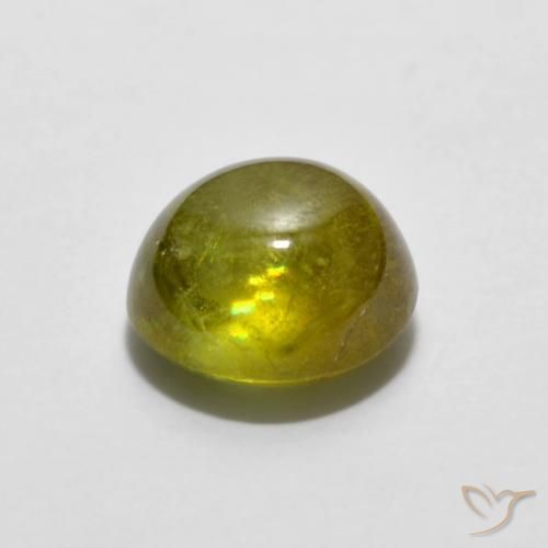 Sphene Gemstone in 6.9 x 6.7 mm Size for Sale, Sphene Stone in Greenish Yellow Color