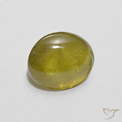 1.72 ct Yellow Sphene Stone, Natural Sphene in Oval Cabochon Shape for Sale