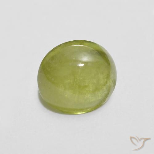 1.66 ct Green Sphene Stone, Natural Sphene in Oval Cabochon Shape for Sale