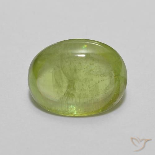 1.89 ct Green Sphene Gemstone, Sphene Gem in Oval Cabochon Shape for Sale.