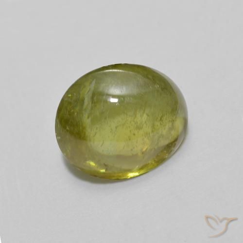 1.35 ct Green Sphene Stone, Natural Sphene in Oval Cabochon Shape for Sale