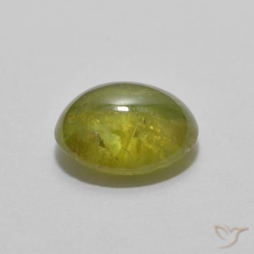Sphene Gemstone in 7.2 x 6 mm Size for Sale, Sphene Stone in Warm Forest Green Color