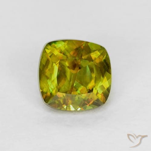 0.34 ct Green Sphene Stone, Natural Sphene in Cushion-Cut Shape for Sale