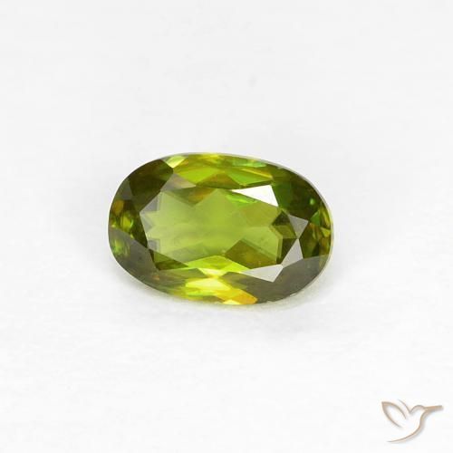 0.38 ct Green Sphene Stone, Natural Sphene in Oval Facet Shape for Sale