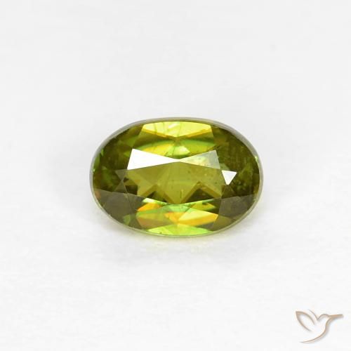 Sphène Vert Ovale 0,42 ct du Sri Lanka, Dimension 5,3 x 3,6mm, Pierre gemme naturelle Non traité, pureté VS, 1 pièce de sphène oval facet, dureté de Mohs de 5 à 5.5, Photo A