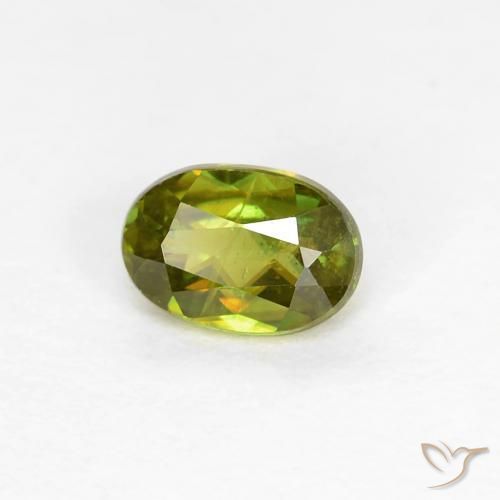 0.42 ct Green Sphene Stone, Natural Sphene in Oval Facet Shape for Sale