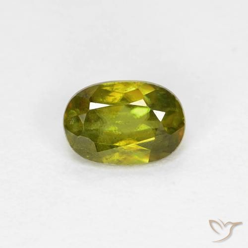 0.42ct Natural Medium Green Sphene, Oval, VS