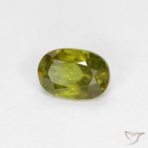 0.42 ct Green Sphene Stone, Natural Sphene in Oval Facet Shape for Sale