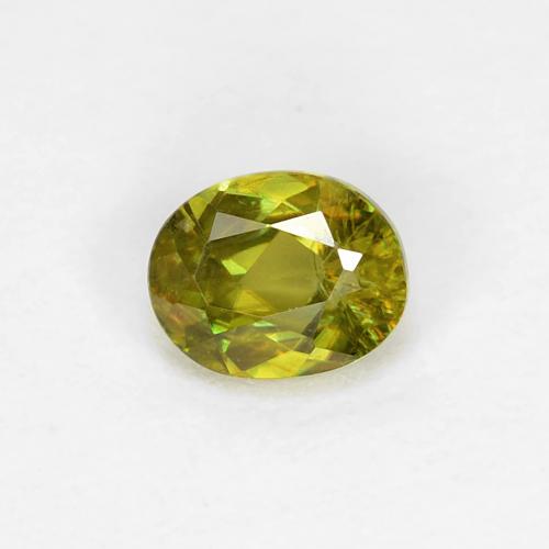 0.29ct Oval Facet Green Sphene from Sri Lanka, Dimension 4.3 x 3.5mm, VS Clarity, Natural untreated gemstone, 1pc Sphene in Medium Green Color, Mohs Hardness of 5 - 5.5, Photo A