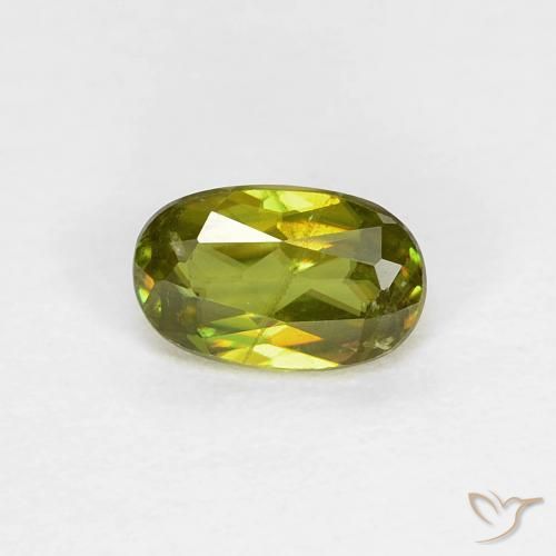 0.50 ct Green Sphene Stone, Natural Sphene in Oval Facet Shape for Sale