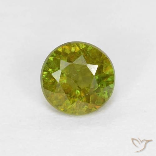 0.40ct Natural Warm Forest Green Sphene, Round, VS