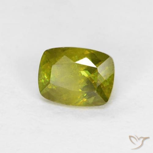 0.54 ct Green Sphene Stone, Natural Sphene in Cushion-Cut Shape for Sale