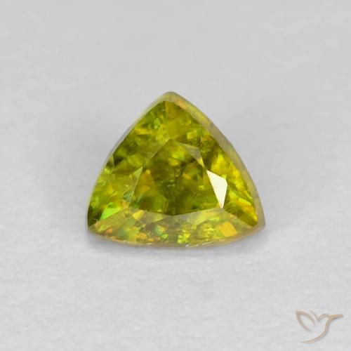 0.42 ct Green Sphene, 4.7 x 4.1 mm Trillion Cut From Sri Lanka, Photo A