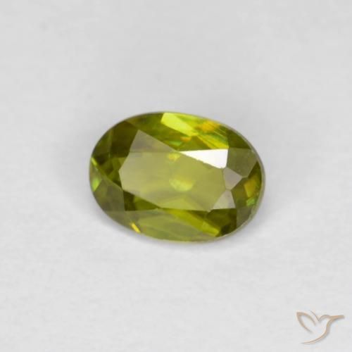 0.40ct Natural Warm Earthy Green Sphene, Oval, VS