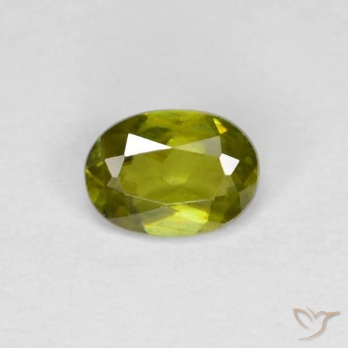 0.40 ct Green Sphene Stone, Natural Sphene in Oval Facet Shape for Sale