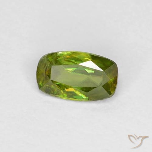 0.33 ct Green Sphene Gemstone, Sphene Gem in Cushion-Cut Shape for Sale.