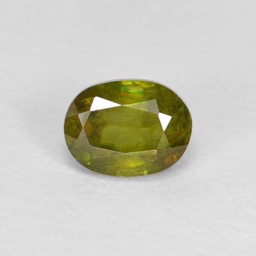 Sphène Ovale en damier des États-Unis 0,51 ct, dimension 5,1 x 3,9mm, pureté VS, pierre gemme naturelle Non traité, 1 pièce de sphène de couleur Vert, dureté Mohs de 5 à 5.5, Photo A