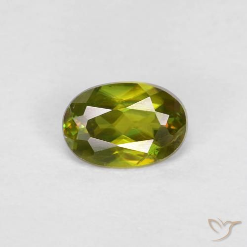 0.42 ct Green Sphene Stone, Natural Sphene in Oval Facet Shape for Sale