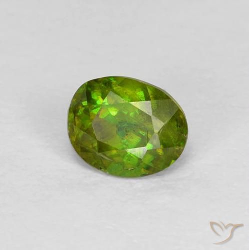 0.48 ct Green Sphene Stone, Natural Sphene in Oval Facet Shape for Sale
