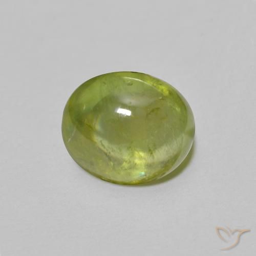 1.52 ct Green Sphene Stone, Natural Sphene in Oval Cabochon Shape for Sale