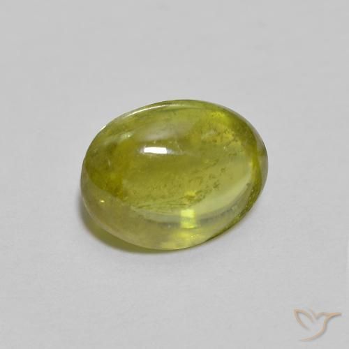 1.40 ct Green Sphene Stone, Natural Sphene in Oval Cabochon Shape for Sale