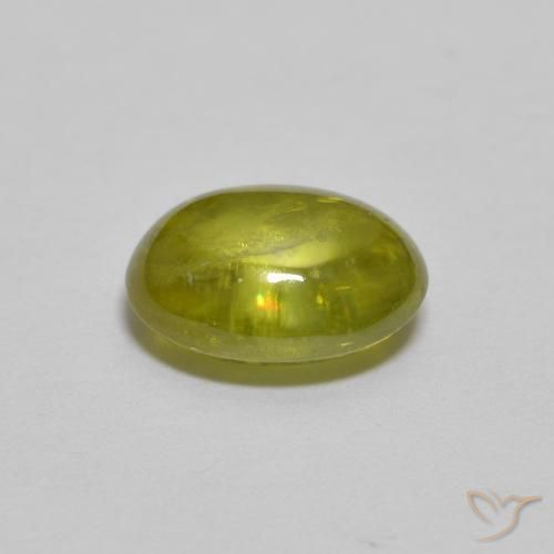 Sphene Gemstone in 7.6 x 5.7 mm Size for Sale, Sphene Stone in Warm Earthy Green Color