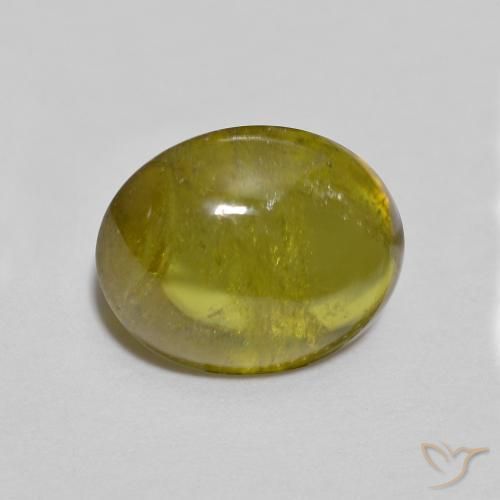 2.16 ct Green Sphene Stone, Natural Sphene in Oval Cabochon Shape for Sale